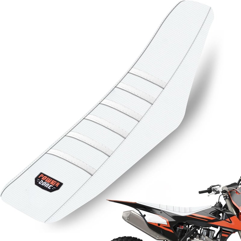 MCHMFG Universal Ribbed Dirt Bike Seat Cover - Gripper Soft Seat Cover for Most Dirt Pit Bike Motorcycle (All White) - Image 1